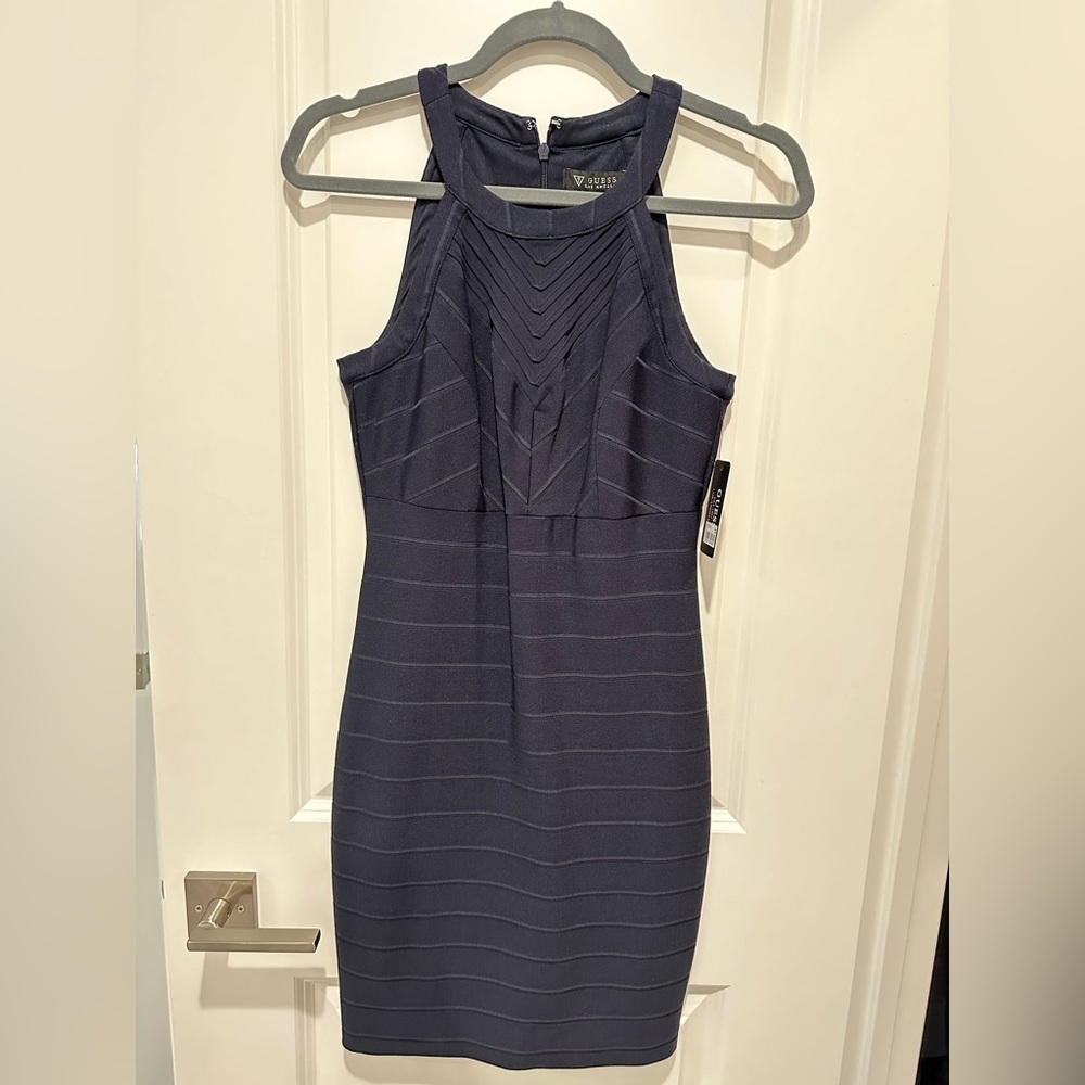GUESS halter dress navy blue new with tags!